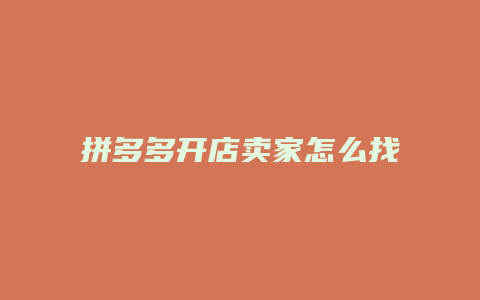 拼多多开店卖家怎么找