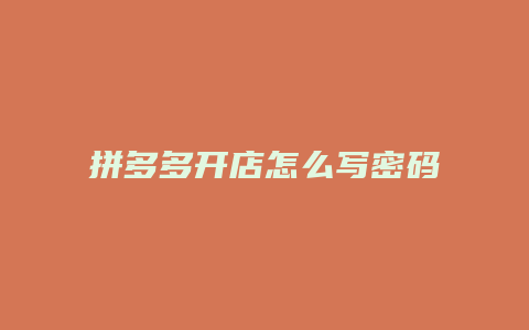 拼多多开店怎么写密码