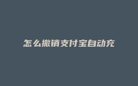 怎么撤销支付宝自动充值